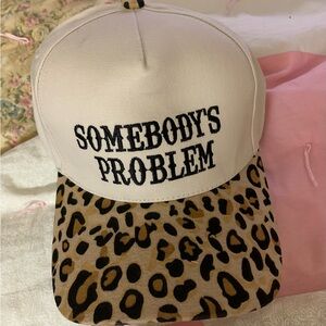 Leopard Print Cap with Embroidered Text